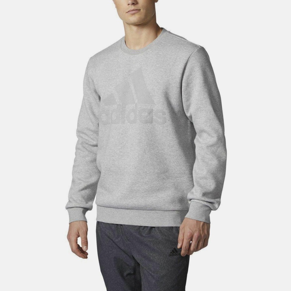 Mens Adidas Essentials 3-Stripe Logo Cotton Sweatshirt  XL
